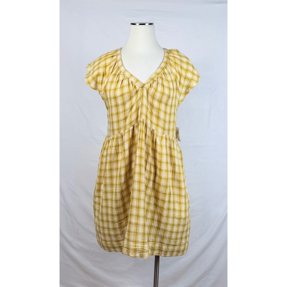 Old Navy NWT Yellow Gingham Mini Dress M Pockets Summer Country Beach Vacation